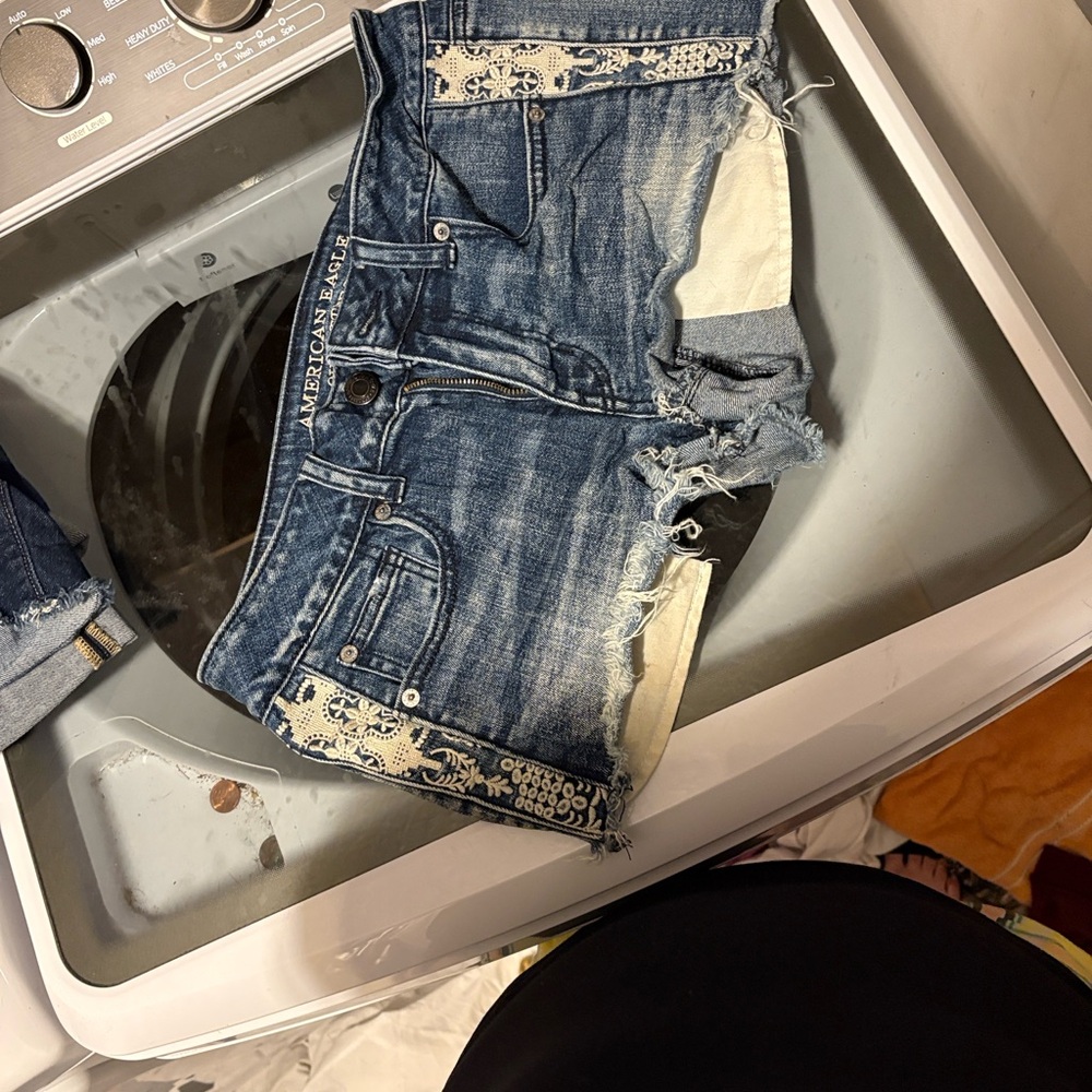 American Eagle Outfitters Distressed Blue Denim Cutoff Shorts